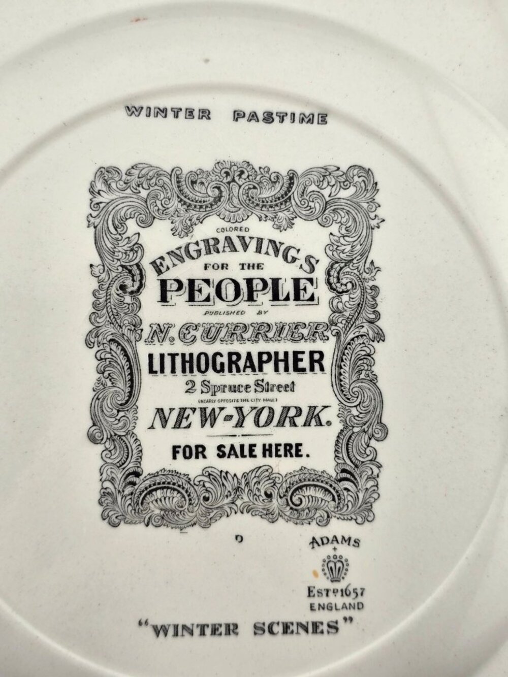 Adams China Winter Pastime 10.5" Dinner Plate Winter Scenes B. Altman England - Picture 11 of 12